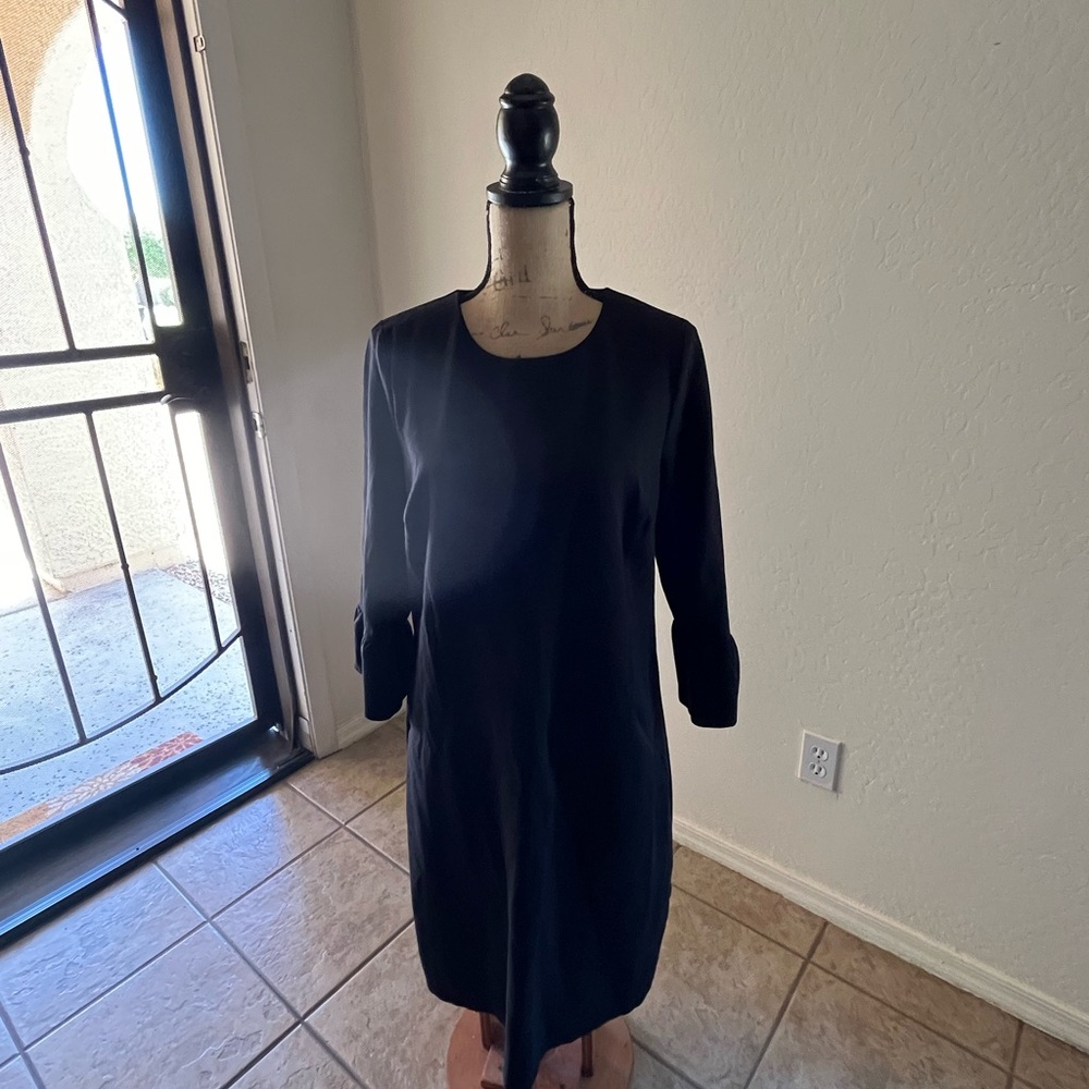 Boden black midi dress with sleeves size 12